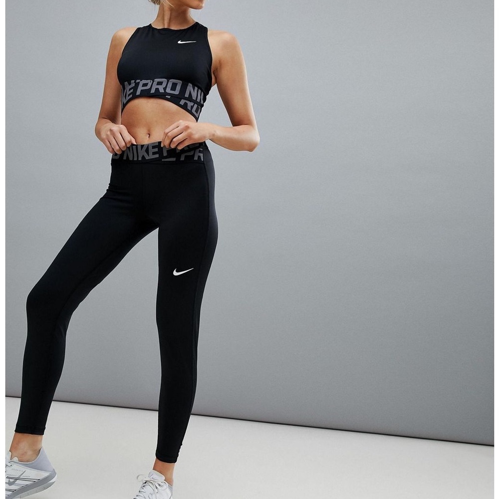 Nike Pro Black Criss Cross Waistband Ankle Leggings XS